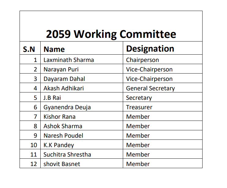 Working Committee of 2059